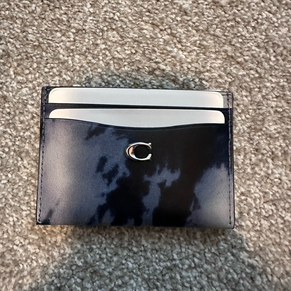 Coach Essential Card Case with Blue Tie Dye print